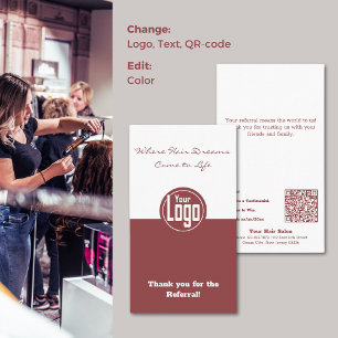 Dual Tone Hair Salon Referral Appreciation Business Card