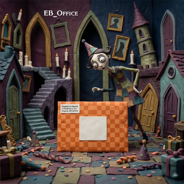 Dual-Tone Orange Chequered Return Address Feature Envelope (Love the envelope, but looking for a different hue? Visit EB_Office to explore our full collection.)