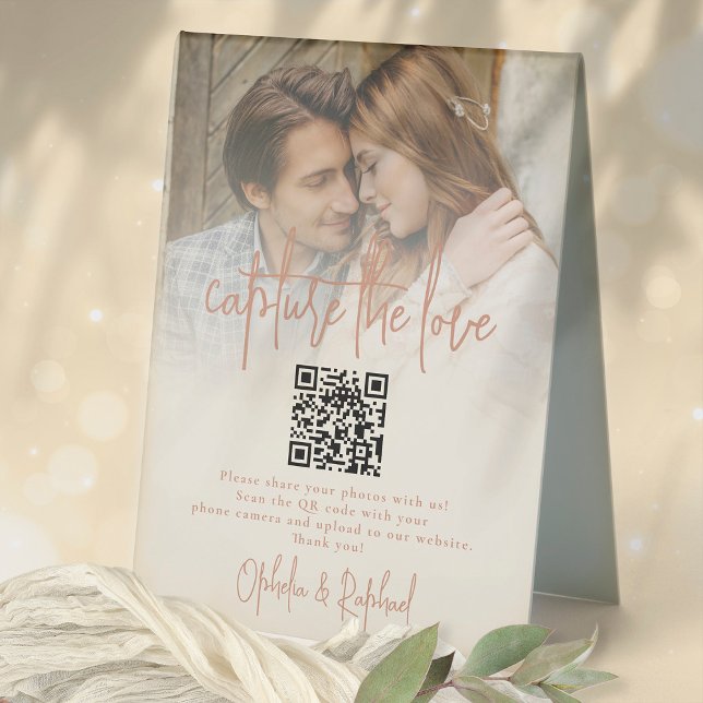 Dual Tone Photo Capture the Love QR Wedding  (Fliip for the opposite colorway on the other side so you can display either way round)