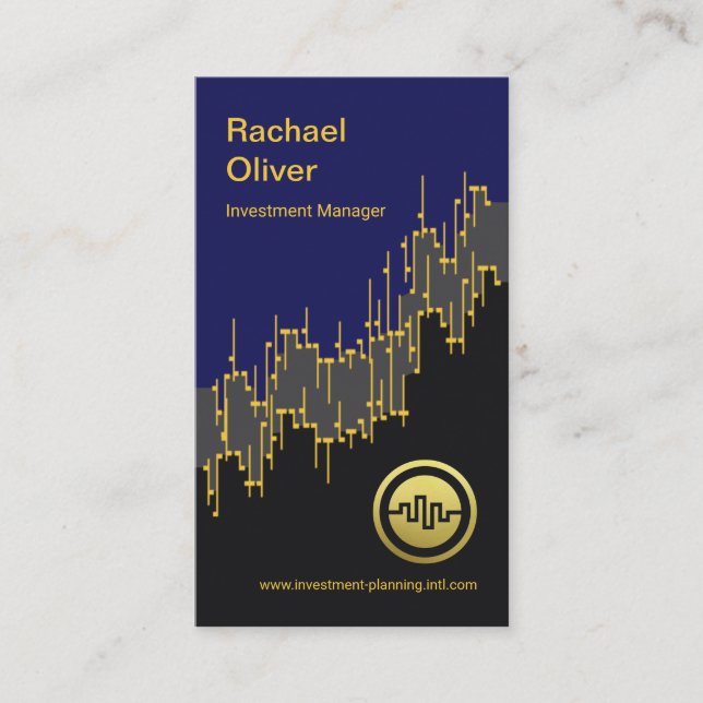 Dual Tone Stock Index Wave Financial Planning Business Card (Front)