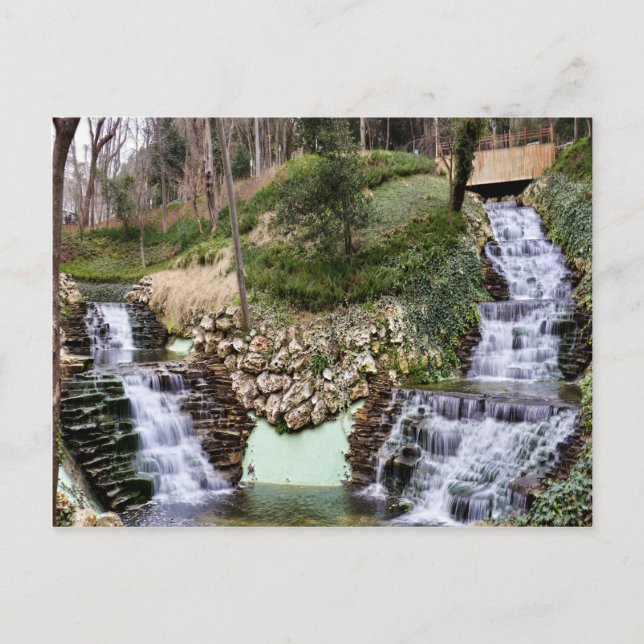Dual Waterfalls Over Rocks Short Postcard (Front)