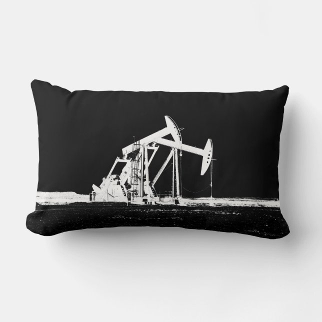 Dual White Oil Pumping Unit Silhouette Lumbar Cushion (Front)