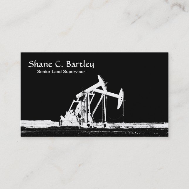 Dual White Oil Well Pumping Unit Silhouette Business Card (Front)