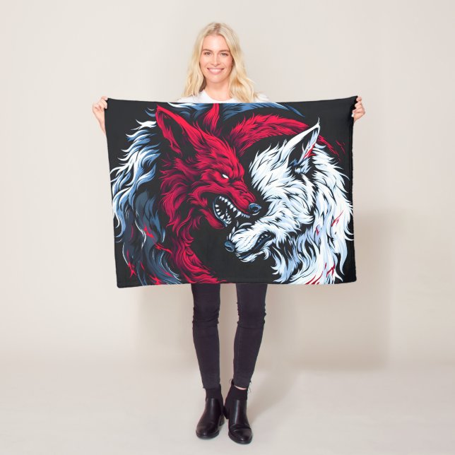 Dual Wild Lunar Wolf Fleece Blanket (In Situ)