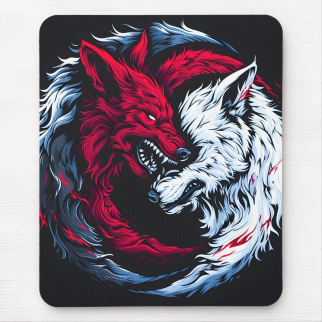 Dual Wild Lunar Wolf Mouse Mat (Front)