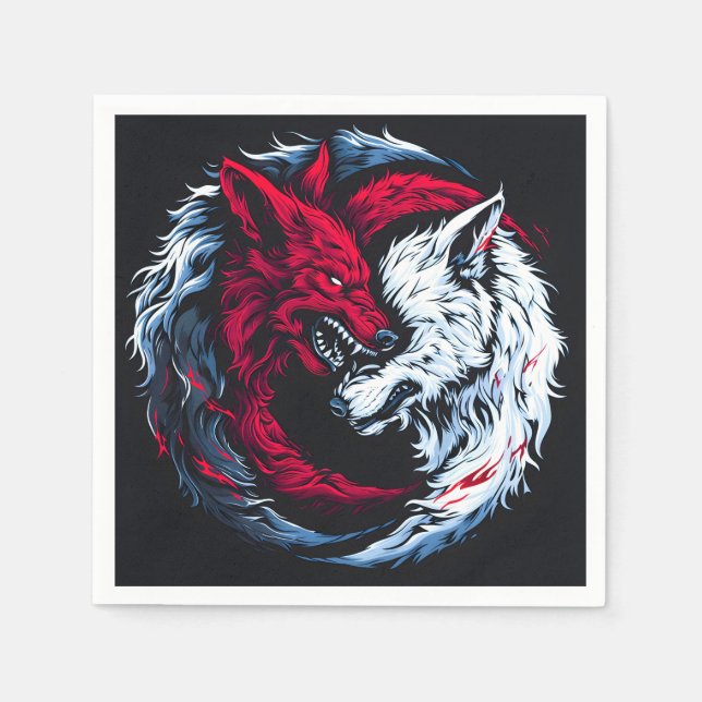 Dual Wild Lunar Wolf Napkin (Front)