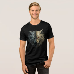 Dual Wolf Spirits – Light & Dark Totem Art Tri-Blend Shirt