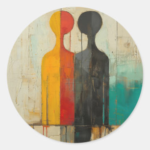 Duality – Abstract Figures of Light and Shadow Classic Round Sticker