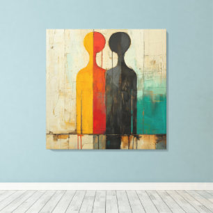 Duality – Abstract Human Figures in Contrast Canvas Print