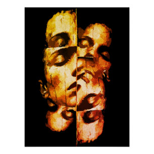 Duality in Gold – Abstract Modern Portrait Poster