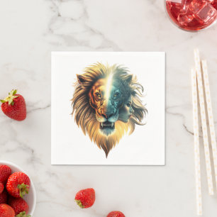 Duality of Strength, The Lion and the Woman. Napkin