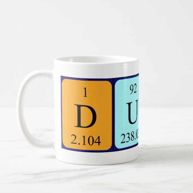 Duarte periodic table name mug (Left)
