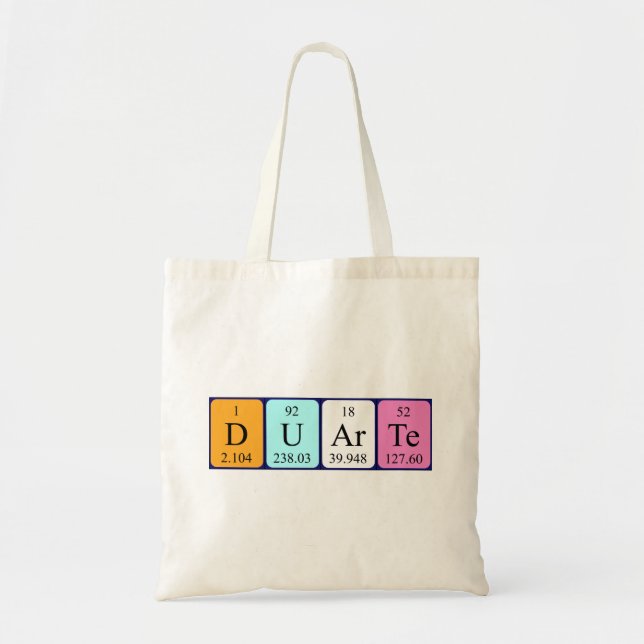 Duarte periodic table name tote bag (Front)