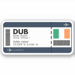 DUB Dublin Boarding Pass - Ireland Ticket