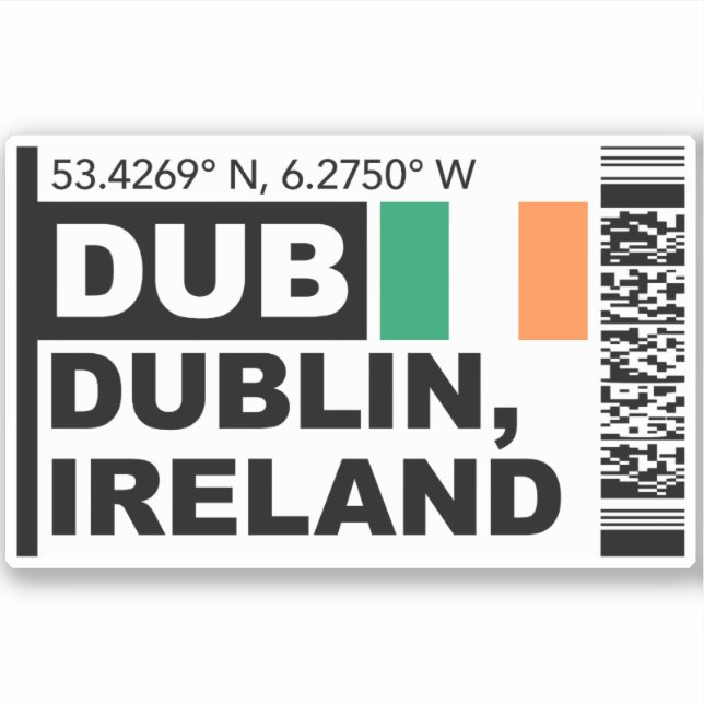 DUB Dublin Boarding Pass - Ireland Travel (Front)