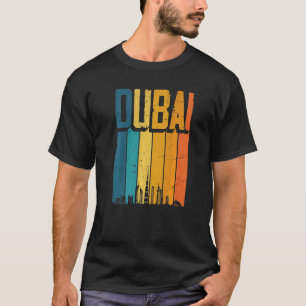 Dubai Arab Emirates Retro Vintage Sunset Skyline D T-Shirt
