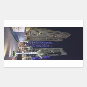 Dubai architecture at night rectangular sticker