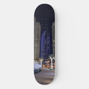 Dubai architecture at night skateboard