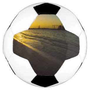 Dubai beach sunset football
