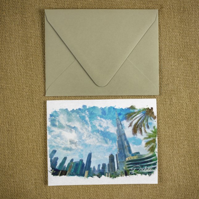 Dubai Burj Khalifa Panorama View Postcard (dubai burj khalifa postcard)