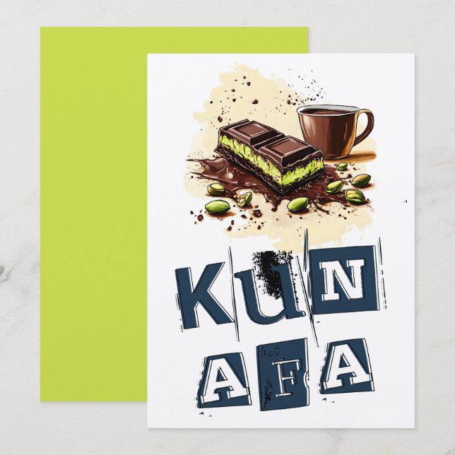 Dubai Chocolate Kunafa كنافة دبي شوكولاطة فستق Invitation (Front/Back)