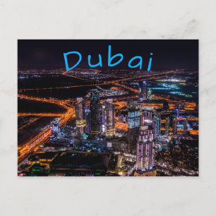 Dubai City Lights Night Time Postcard