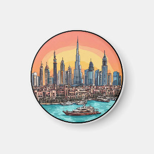 Dubai City Skyline with Towering Skyscrapers Magnet
