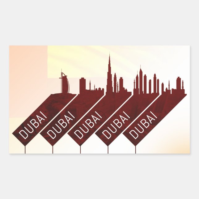Dubai city travel style rectangular sticker (Front)