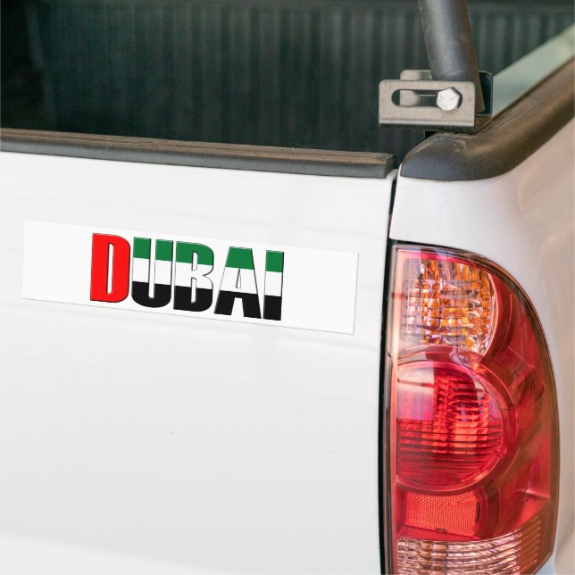 Dubai City UAE Flag Colours Typography Bumper Sticker (On Truck)