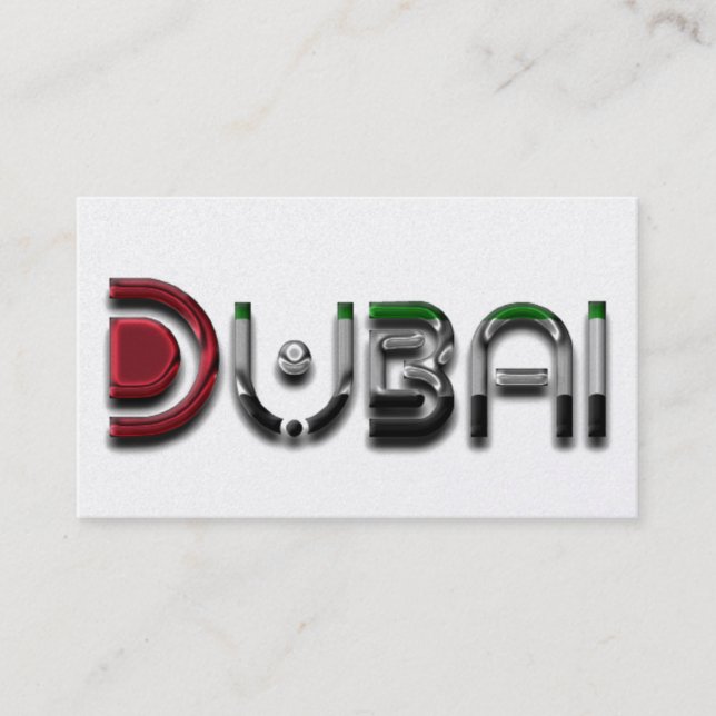 Dubai City UAE Flag Colours Typography Business Card (Front)