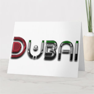 Dubai City UAE Flag Colours Typography Card