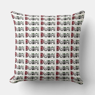 Dubai City UAE Flag Colours Typography Cushion
