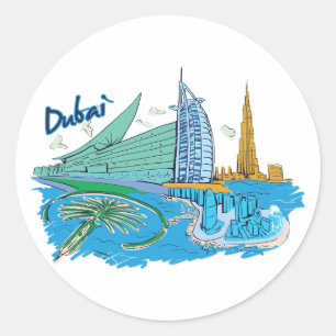 Dubai  classic round sticker