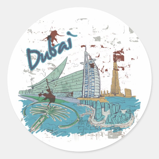 Dubai Classic Round Sticker (Front)