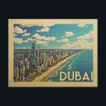 Dubai Coast Vintage Travel Postcard<br><div class="desc">Dubai design in Vintage Travel style featuring a coastal scene with the beach and skyline of Dubai.</div>