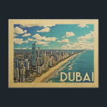 Dubai Coast Vintage Travel Postcard<br><div class="desc">Dubai design in Vintage Travel style featuring a coastal scene with the beach and skyline of Dubai.</div>