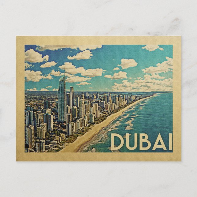 Dubai Coast Vintage Travel Postcard (Front)