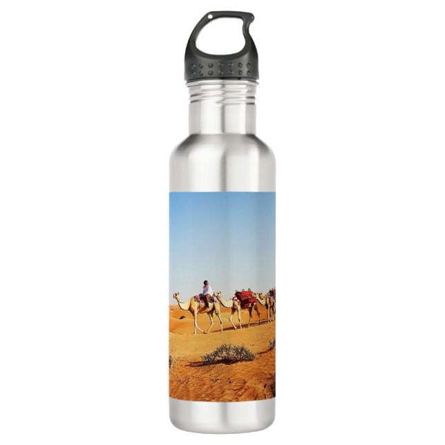 Dubai desert and camels 710 ml water bottle (Front)