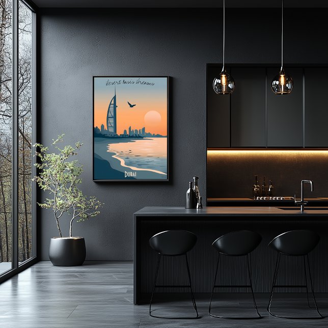 Dubai Dusk - Burj Al Arab Silhouette by the Sea Poster (Creator Uploaded)