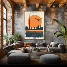 Dubai Dusk - Minimalist Skyline Reflections