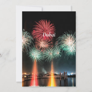 Dubai fireworks, labelled, card