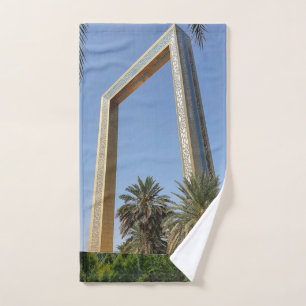 Dubai Frame building which located in Zabeel Park Hand Towel