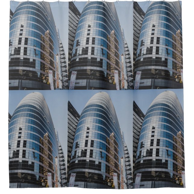 Dubai glass skyscraper shower curtain (Front)