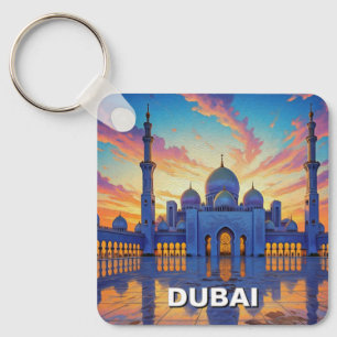 Dubai Grand Mosque UAE Sunset Key Ring