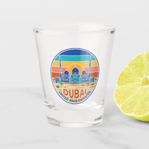 Dubai Grand Mosque UAE Sunset United Arab Emirates Shot Glass