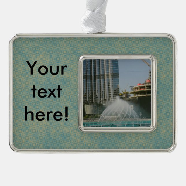 Dubai Mall fountain Silver Plated Framed Ornament (Front)