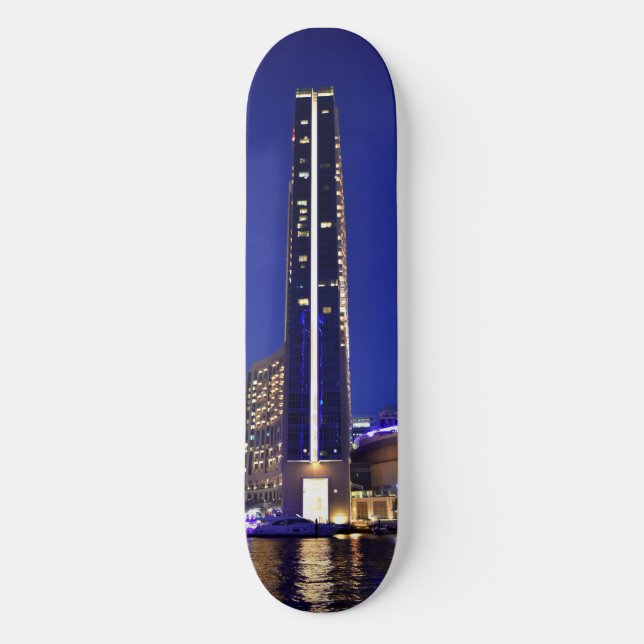 Dubai Marina architecture at night Skateboard (Front)