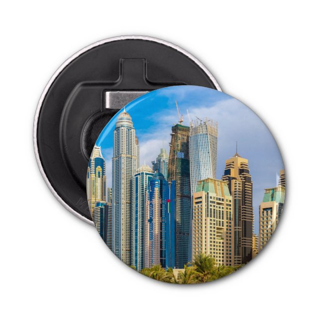 Dubai modern skyscrapers Corniche Bottle Opener (Front)