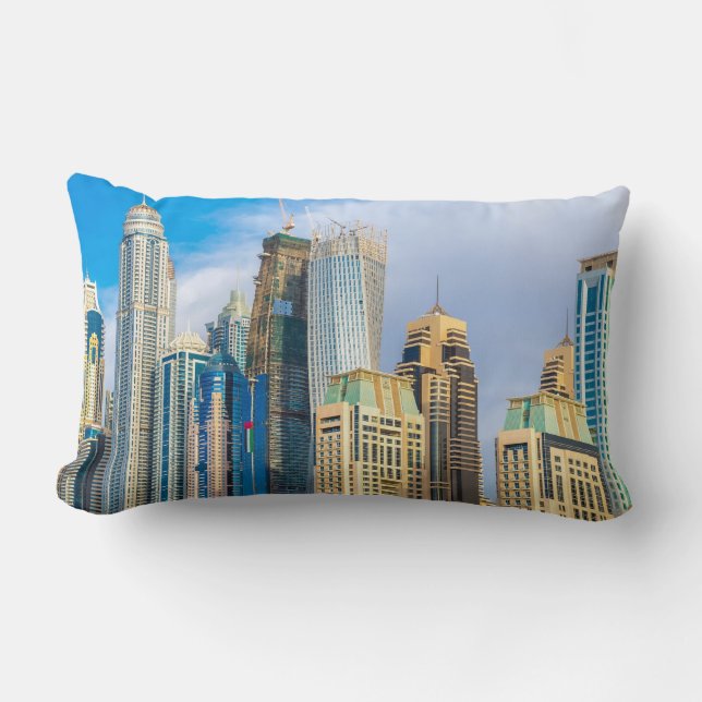 Dubai modern skyscrapers Corniche Lumbar Cushion (Front)