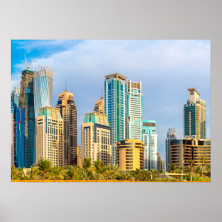 Dubai modern skyscrapers Corniche Poster